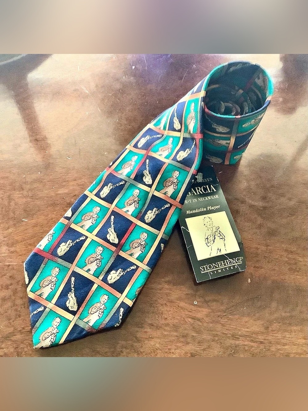 J. Garcia Mandolin Player Silk-Style Patterned Tie - NWT